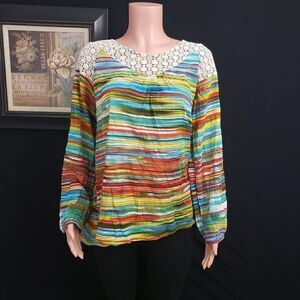 NEW DIRECTION Multicolor Striped Tunic Medium